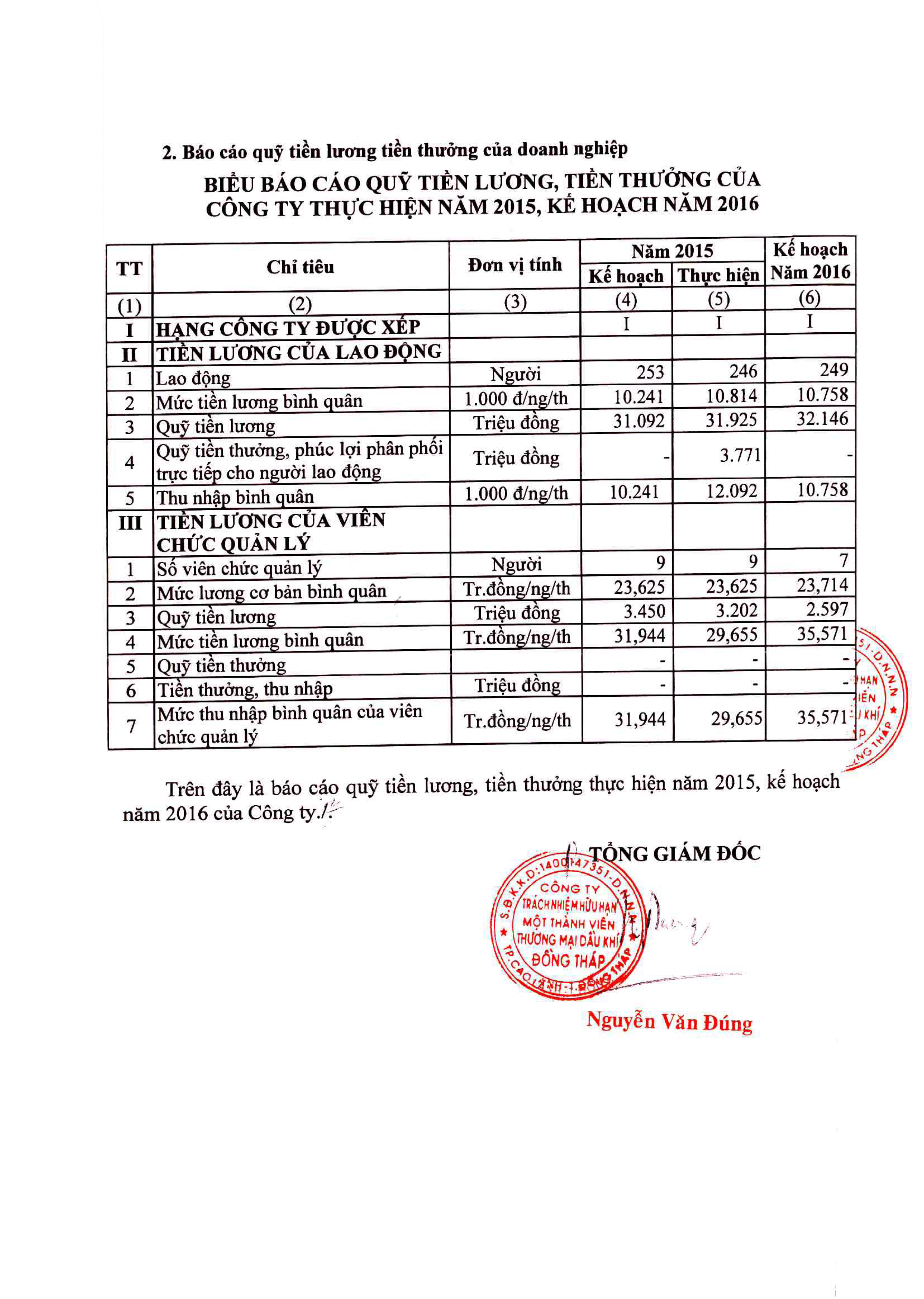 BÁO CÁO CHẾ ĐỘ TIỀN LƯƠNG, TIỀN THƯỞNG CỦA DOANH NGHIỆP (29/04/2016)